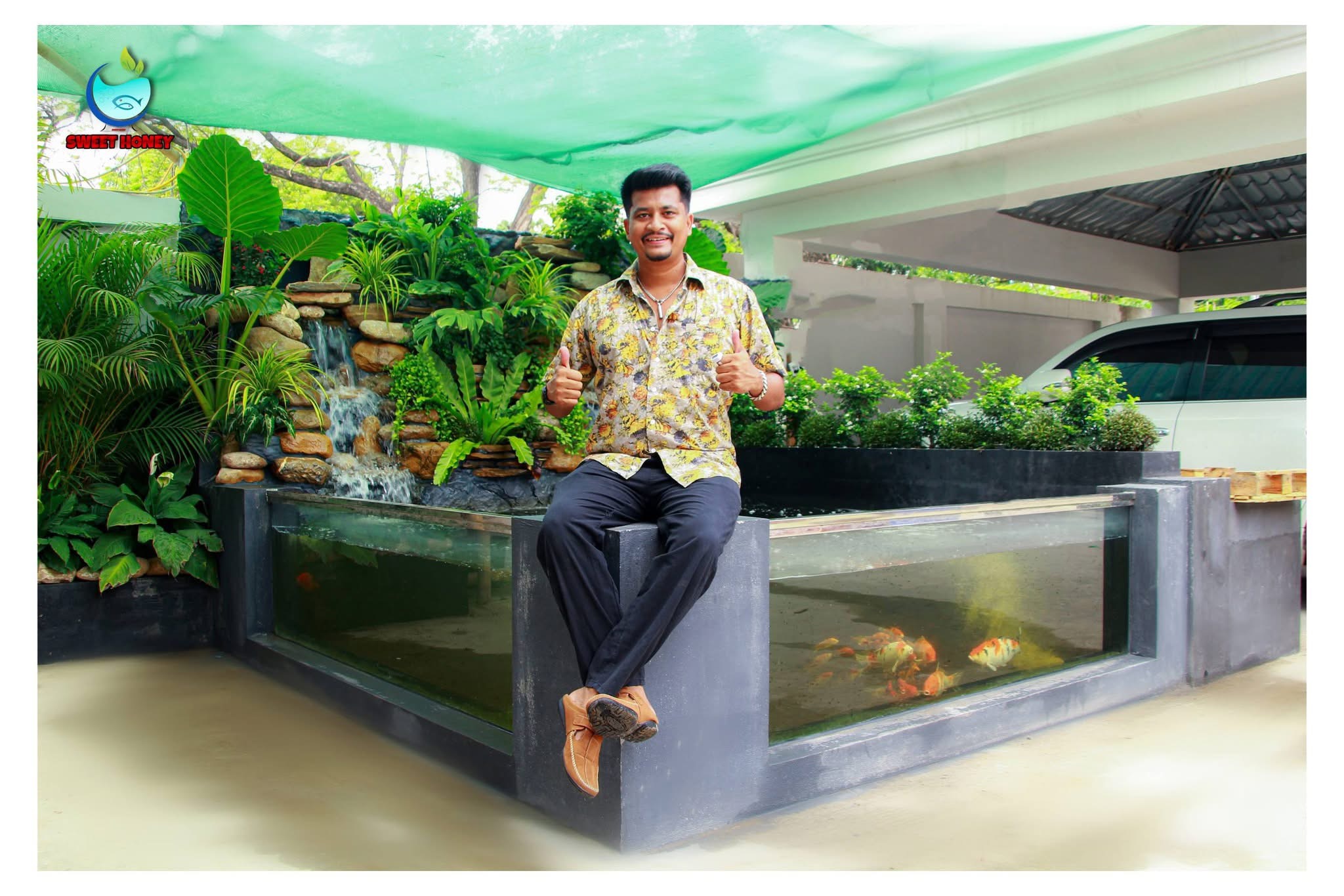 Garden koi pond build